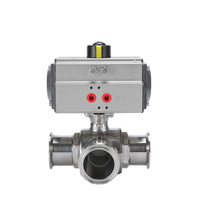 Pour les médias de gaz OEM personnalisable mandrin sanitaire à connexion rapide vanne à boisseau sphérique à 3 voies SUS304/SUS316L manuel d'actionneur pneumatique