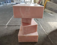 Ensemble de table basse en marbre nordique poli personnalisé socle en marbre cube rose bas danois de luxe
