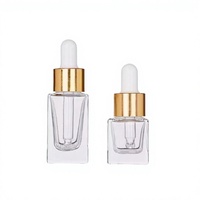 Flacons compte-gouttes carrés plats en verre de 100 ml pour sérum et gouttes oculaires, flacons compte-gouttes rechargeables pour diffuseur à bâtonnets et huiles essentielles, flacons pipette pour soins de la peau