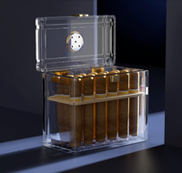 Humidor à cigares moderne pliable en acrylique avec hygromètre et humidificateur, taille et couleur personnalisables