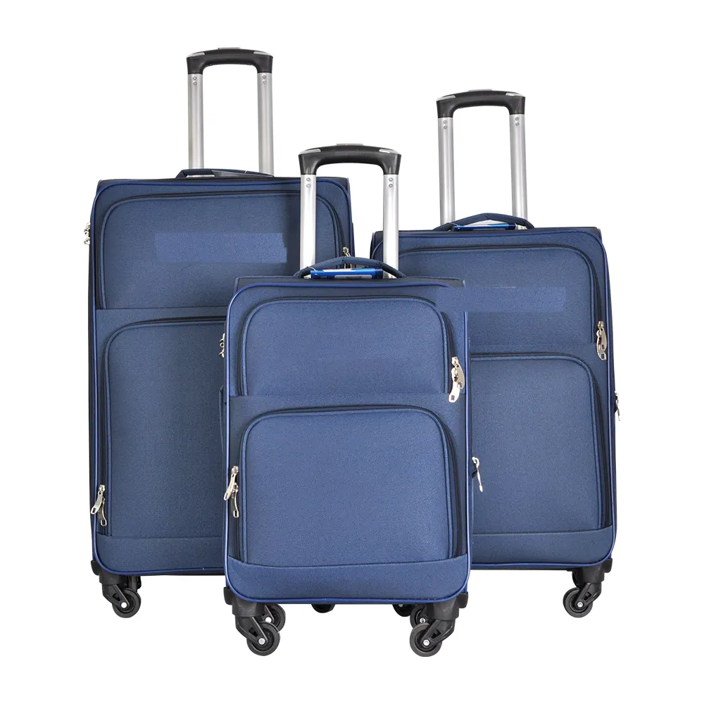 Conjuntos de maletas con cremallera suave de tela personalizada, 4 maletas, modelo en oferta, venta al por mayor