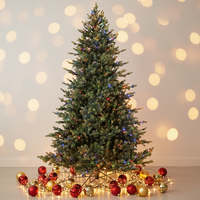 Vorbeleuchteter Künstlicher PE-Weihnachtsbaum Realistische Vollnadel-Kiefer mit Warmen LED-Lichtern für 2026 Feiertagsdekoration Mehrere Größen