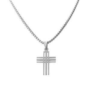 Men's Stainless Steel <b>Cross</b> Pendant Hollow Geometric Design Necklace Gift 120211 - Product Image 2
