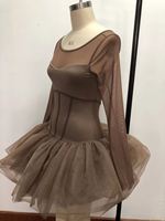 Vente chaude robe de danse de ballet Tutu classique avec slip attaché taille en cage Nylon mat/Spandex Tricot superposé sur gilet