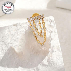 Pendientes de titanio ASTM-F136 con circonita para piercing de moda: Tragus, Helix, Daith, Lóbulo, con parte trasera plana, rosca interna, Labret y Anillos para la nariz - Product Image 5