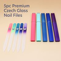Lime à ongles en verre double face, lime à ongles en verre, ensemble de manucure 5 pièces avec étuis (couleur Malibu)