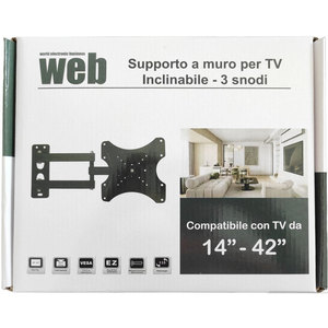 Support mural inclinable à 3 articulations WEB pour téléviseurs LED LCD de 14 à 42 pouces, noir, fabriqué en Italie - Product Image 6