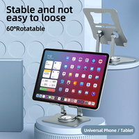Support de téléphone de bureau pliable portable Support de tablette en aluminium rotatif à 360 degrés