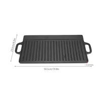 Plat de cuisson rectangulaire en fonte double face (cannelé et plat) pour grillades et cuisson, provenance Chine continentale