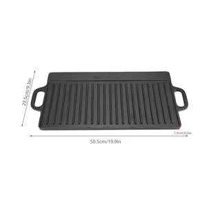 Cast Iron <strong>Grill</strong> <strong>Pan</strong> <strong>Grill</strong> Griddle <strong>Pan</strong> Rectangular Double Sided Ridged Flat Baking Cooking Tray Bakeware From Mainland China - Product Image 6