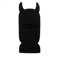Black Horns Ski Mask, Customized Logo, Knit Full Face Cover