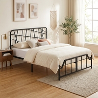 Cadre de lit en métal moderne, lit king size, style plateforme, mobilier robuste pour chambre à coucher, appartement, école