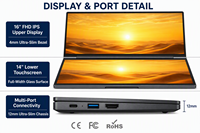Nouvel ordinateur portable professionnel Intel I7 à double écran, 16+14 pouces, double écran tactile, ultra fin, métal, Windows 11, 90 Hz, bureau