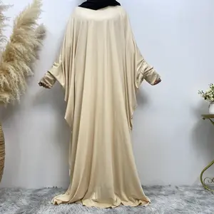 イスラム教徒の女性のファッションバット長袖無地カジュアル控えめなドレスアバヤ服卸売マキシカフタンドレス
