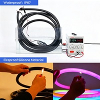 Tube LED néon flexible noir DMX/SPI 360 degrés D22 D25 24V RGB en silicone programmable pour discothèque, bar et événements.