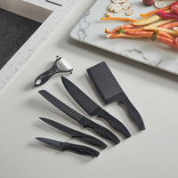 Ensemble ouvre-couteau et éplucheur à fruits 5 pièces avec support en plastique