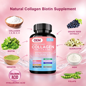 Vitaminas para el Crecimiento del Cabello OEM, Biotina, Colágeno, Queratina con Ácido Hialurónico para Cabello, Piel y Uñas, 60 Unidades - Product Image 3