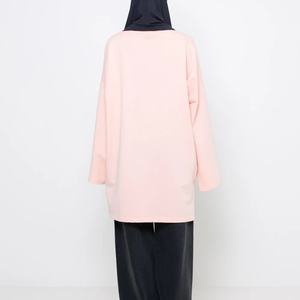 ชุดกีฬาแบบสุภาพสำหรับผู้หญิงมุสลิม ชุดออกกำลังกายมุสลิม เสื้อผ้าฝ้ายสีชมพูอ่อนทรงหลวม - Product Image 3