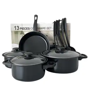 Popular Factory Cheap 13 pcs cooking tool set soup pot fryer pan cookware sets