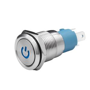 สวิตช์ไฟแบบกดพร้อมไฟวงแหวน LED ขนาด 16 มม. 220V ทรงกลม IP65 สแตนเลสสตีล แบบกดติดปล่อยดับ 1NO1NC - Product Image 1