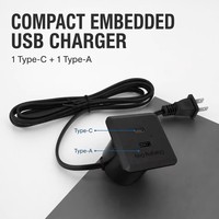 Prise dissimulée à charge rapide USA Standard 20W Embedded Square Shape USB 1 Type-A 1 Type-C Caché dans un bureau pour une utilisation industrielle
