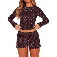 Pyjama décontracté pour femmes, imprimé floral rose, manches longues, vêtements de nuit en coton et bambou, ensemble de pyjamas