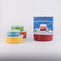 Nouveau arrivé 5 pièces en acier inoxydable couleur prix bas promotion cadeau garder frais couvercle rond boîte alimentaire emballage conteneurs de stockage ensemble