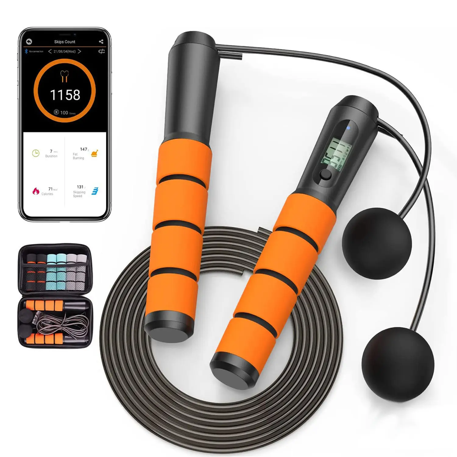 Умная Скакалка для фитнеса с APP анализом данных, беспроводная уличная и регулируемая длина, Bluetooth скакалка, счетчик калорий