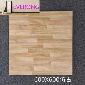 Carreaux de céramique antidérapants effet bois mat 60x60cm, couleur bois, pour sols intérieurs, salons, chambres, style antique - Product Image 1
