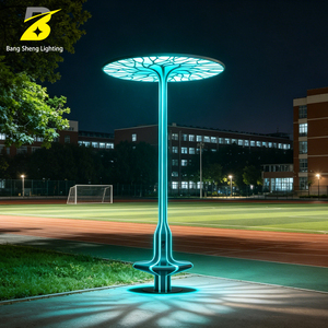 Lampadaire LED en forme d'arbre avec banc intégré pour parc public et place, lampe paysagère multifonctionnelle moderne - Product Image 2