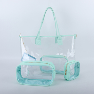 Rts Damen Mädchen große durchsichtige transparente PvC-Schulter-Geschenktüte große Stadion-Griffe Tüte Einkaufsdamen durchsichtige Strandtasche - Product Image 2