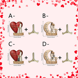 Ornamento in Legno Edizione Limitata per la Festa della Mamma, Design Cuore e <span class=keywords><strong>Luna</strong></span> Abbracciati, Testo Inciso di Gratitudine, Decorazione da Tavolo Jayang - Product Image 5