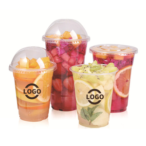 PET Plastic Dessert Container Take Out Ice Cream Clear Cup With Dome And Flat Lids