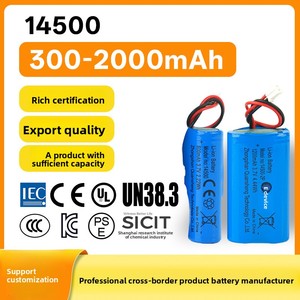 Paket Baterai Lithium 14500 2 Sel Paralel 600/1000/1200 MAh 37 V Isi Ulang dengan Kabel dan Papan Proteksi untuk Elektronik Konsumen - Product Image 1