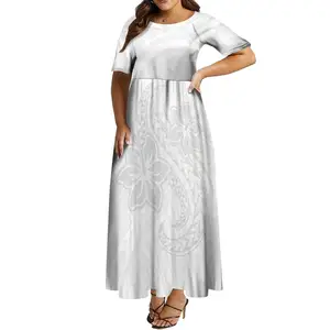 Nuova vendita calda regalo personalizzato per la festa della mamma Design bianco della domenica Maxi abito con stampa tribale polinesiano <span class=keywords><strong>eleganti</strong></span> <span class=keywords><strong>taglie</strong></span> <span class=keywords><strong>forti</strong></span> <span class=keywords><strong>abiti</strong></span> da <span class=keywords><strong>donna</strong></span> - Product Image 1