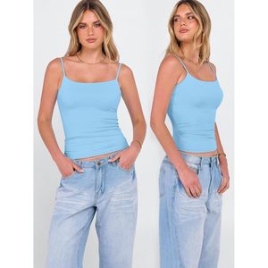 FOXA Women's <b>Square</b> Neck Cami Top <b>Adjustable</b> Spaghetti Strap Double Lined Breathable Summer Basic Tank Top - Product Image 3