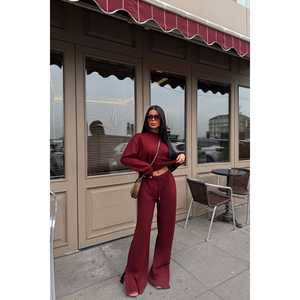 ชุดสูทกางเกงสีแดงเบอร์กันดี - Product Image 3