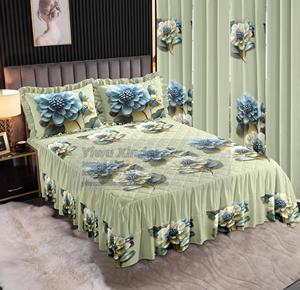 Juego de Ropa de <span class=keywords><strong>Cama</strong></span> LILIANNA de 7 Piezas con Cortinas - Estampado de Encaje Brillante, Cubrecama Acolchado y Falda de <span class=keywords><strong>Cama</strong></span> - Product Image 4