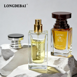 New Arrival Custom clear 30ml 50ml 100ml Square Empty Crimp Pump Sprayer Perfume Glass <b>Bottle</b> with Lid - Product Image 2