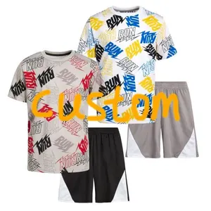 नई डिजाइन कस्टम गर्मियों आकस्मिक कपास लड़कों के कपड़े बच्चा लड़कों कपड़े बच्चों टीशर्ट और शॉर्ट्स जहां जॉगिंग के लिए 2 टुकड़ा सेट
