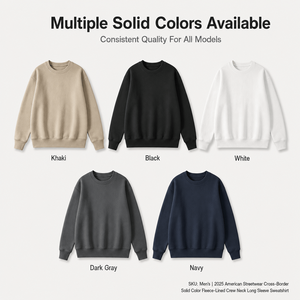 345G Heavyweight Fleece Crew Sweatshirt <b>Men</b> Solid Color Oversized Streetwear <b>Pullover</b> Custom OEM Supplier Top Wear Bulk Sale - Product Image 2