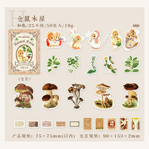 50 pcs/pack dessin animé papier autocollants Animal ferme série forêt matériel Journal décoration Base <span class=keywords><strong>Collage</strong></span> 6 modèles - Product Image 6