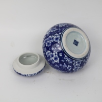 Pot rond bleu et blanc style antique, motif prune glacée, en porcelaine de Jingdezhen, récipient décoratif