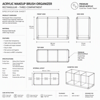 Organisateur de pinceaux de maquillage en acrylique solide personnalisé, imprimé UV, à trois compartiments, pour la vanité, le salon ou la présentation en magasin