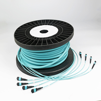 Kabel Patch Cord Fiber Optik MPO MTP OM3 OM4 8 12 24 Core SM MM untuk Pusat Data dan Jaringan 5G