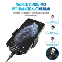 Support de téléphone universel pour voiture avec chargeur sans fil 15W, fixation rapide par ventouse pour tableau de bord et pare-brise, vente en gros