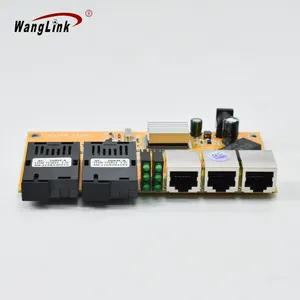Wanglink 155M 2F3E光纤媒体转换器印刷电路板10/100M 3 RJ45和2 SC PCBA板25公里