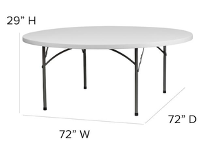 GDRS USA 72" White Plastic Top <b>Folding</b> <b>Tables</b> 3-Year Warranty Commercial Outdoor Banquet & Catering Event Rentals - Product Image 2