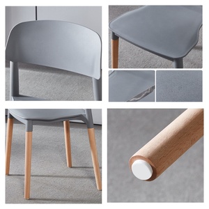 Chaise de salle à manger avec dossier épaissi, design scandinave moderne, pieds en bois, mobilier de maison, tabouret de restaurant - Product Image 5