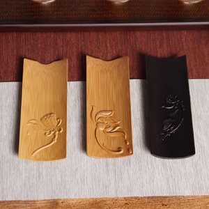 Cuillère à thé artisanale en bambou, forme plate, design sculpté, pour cérémonie du thé, origine Anji - Product Image 2